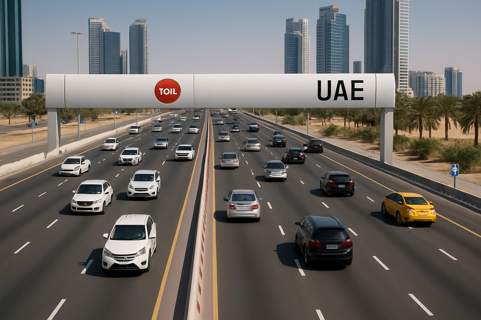 Efficient traffic flow on a paid road in UAE